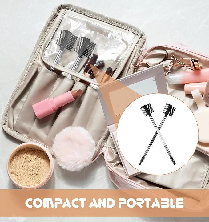 8Pcs Eyebrow Comb for Women, Eyebrow Brushes & Makeup Brush Set, 3 Head Design for Eyebrows & Lashes, Professional Grooming Tools (Black)