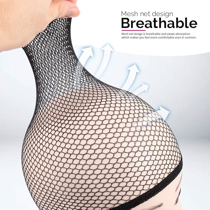 Fandamei Wig Cap, 4PCS Black Mesh Wig Cap Net, Closed End Hair Mesh Net Wig Caps, Liner Weaving Caps for Women, Men, Kids