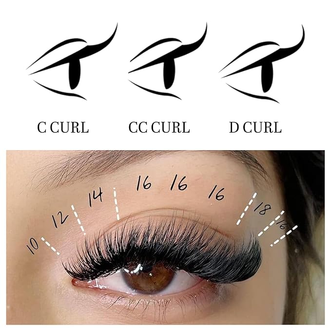 VEYES INC Easy Fan Volume Lash Extensions 03 05 07 J/B/L/C/CC/D/DD Curl 8-25mm Mixed & Single Length Tray, Matte Black Self Fanning Eyelashes, Professional Supplies for Lash Techs (0.07 CC 17mm)