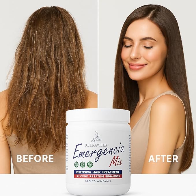 Emergencia Mix Intensive Mask with Silicone, Keratin, and Ceramides for Deep and Restorative Repair, Revitalize and Strengthen Damaged Hair, Providing Shine and Softness (36 OZ)