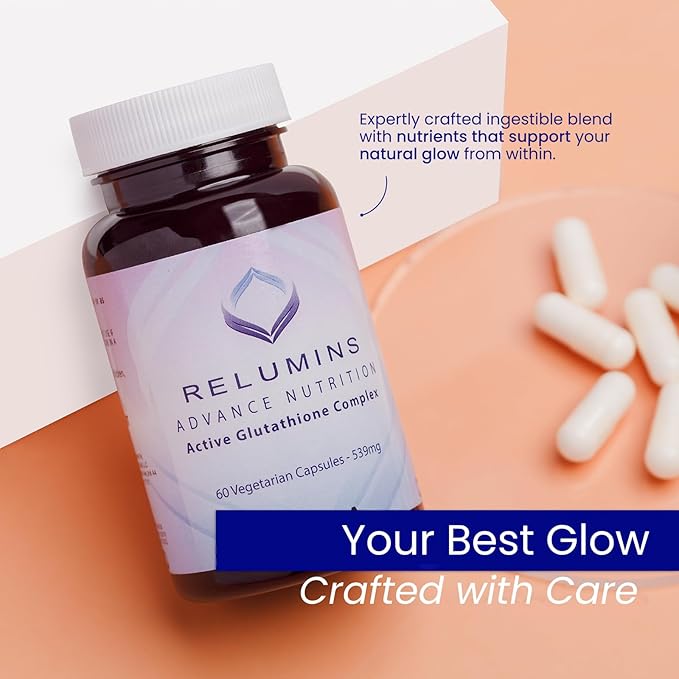 Relumins Advance White Active Glutathione Complex - Max Dose 900mg Glutathione with 6X Boosters, ALA & NAC - Anti-Aging Skin Brightening Supplement for Self-Care - 60 Caps x 3 Bottles