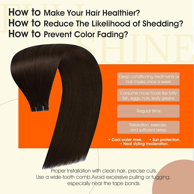 Full Shine Intact Tape in Extensions Human Hair Injected Human Hair Extensions Tape in Color 2 Dark Brown Remy Seamless Skin Weft Long Silky Straight Extension 18Inch 50Gram 20Pcs Brazilian