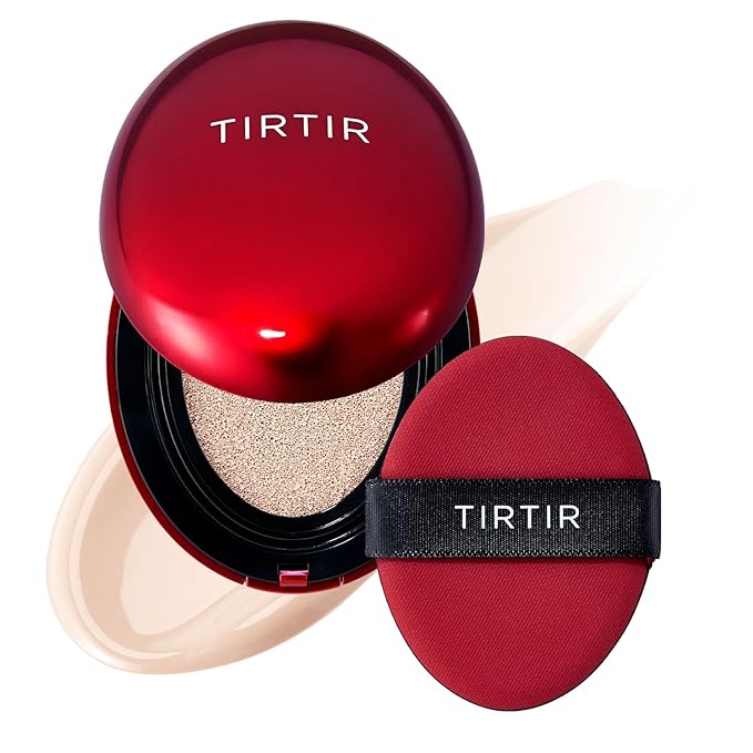 TIRTIR Mask Fit Red Cushion Foundation | Full coverage, Weightless, Skin fit, Satin Glow Finish, Korean Makeup BB Foundation, beauty, Tattoo cover up, Buildable (#17C Porcelain, 0.63 Fl Oz)