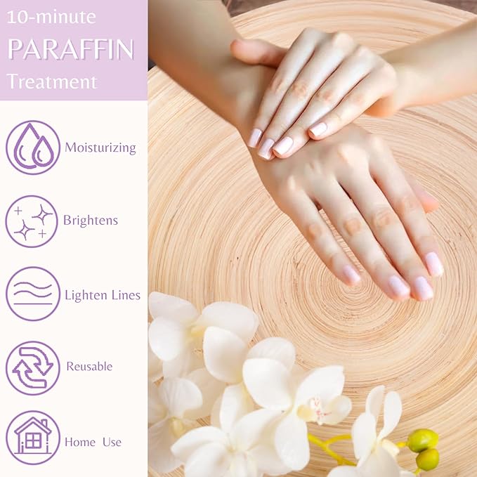 10-Minute Paraffin Hand Treatment, Home Hand Wax Spa Treatment Gloves, Lavender, One-Pair