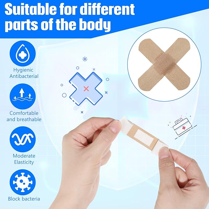 400 Pcs Bandages Bulk Assorted Adhesive Bandages First Aid Skin Wrap Flexible Fabric Breathable for Finger Wound Family(4 Styles)
