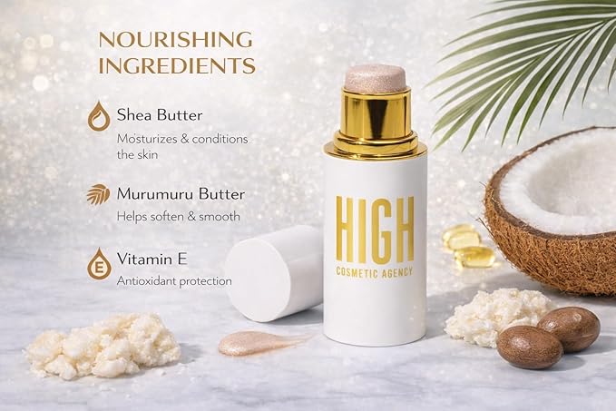 Highlighter stick, Second-Skin Glow, Delicate Pearlescent Finish, Seamless Blend, Long-Wear, Lightweight, Non-Cakey, Sheer(Highlighter Light,) High Cosmetic Agency