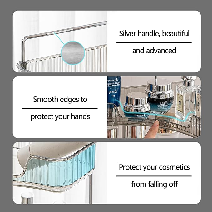 3-Tier Corner Bathroom Counter Organizer – Classic Storage Shelf for Makeup, Perfume & Toiletries, Space-Saving Countertop Tray Fits Bathroom, Dresser, Kitchen (Slate Gray)