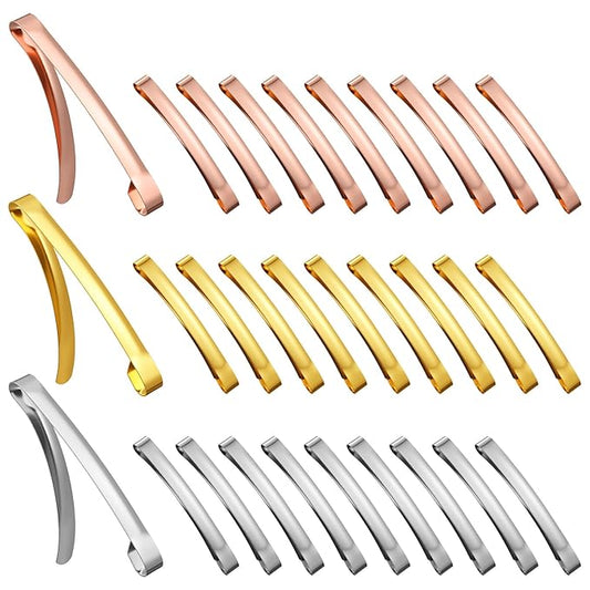 Hotop 30 Pieces Open Center Metal Barrettes Anti-slip Metal Hair Clip for Women, Assorted Colors(Slide Barrette,Rose Gold,Silver, Gold)
