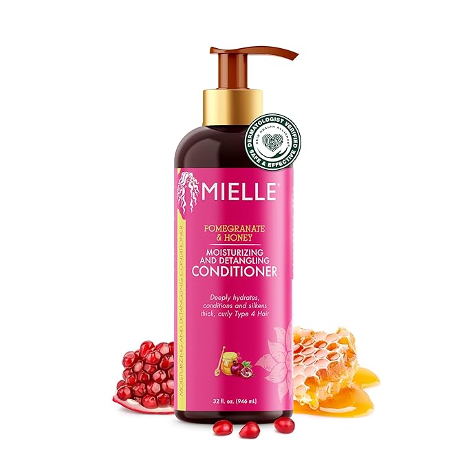 Mielle Organics Pomegranate & Honey Detangling Conditioner for Curly Hair - Deep Moisturizing Conditioner to Help Strengthen Strands, Prevents Breakage and Split Ends & Improves Hydration (32 Fl Oz)