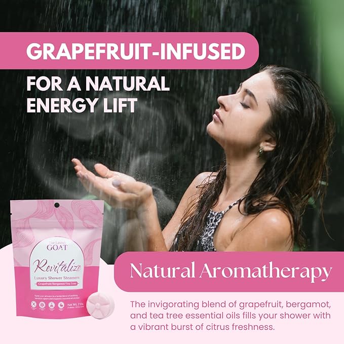TLG Revitalize Shower Steamers Aromatherapy 7 Pack – USA Made with Menthol, Grapefruit, Bergamot & Tea Tree Essential Oils – Long-Lasting Citrus Shower Bombs – Gift for Men & Women
