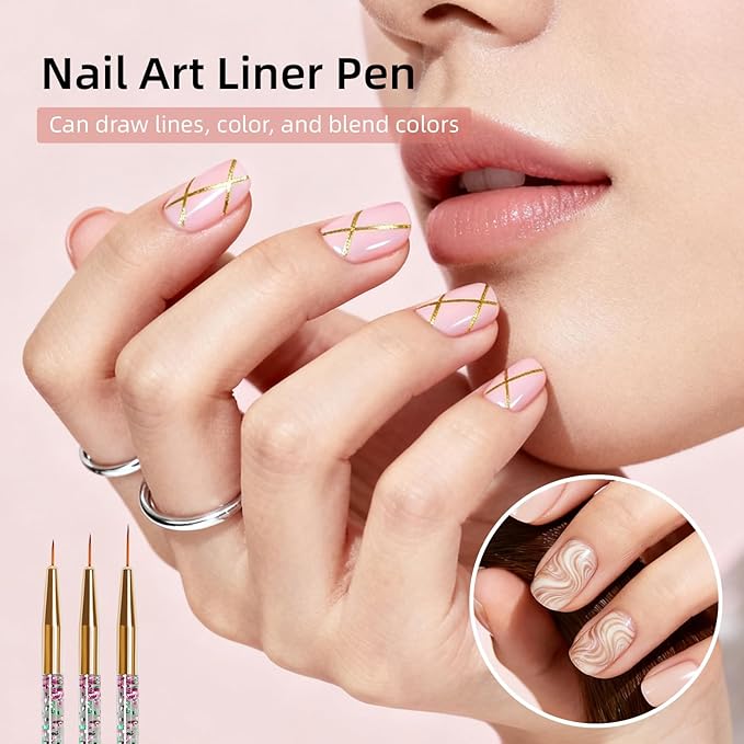 JODSONE 32Pcs Nail Art Brushes kit,Nail Art Tool Set,Dotting Tools,French Manicure,Dust Brush,Striping Brushes for Long Lines,Drawing Pen Painting Pen for Gel Polish Design Supply