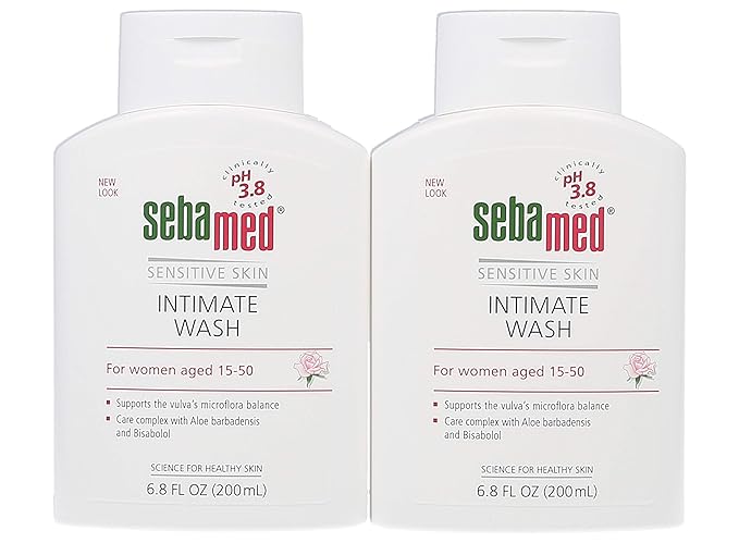 SEBAMED Feminine Intimate Wash pH 3.8 For Microflora Balance With Aloe Vera Mild Organic Based Daily Vaginal Wash Feminie Hygiene 6.8 Fluid Ounces (200 mL) Pack of 2