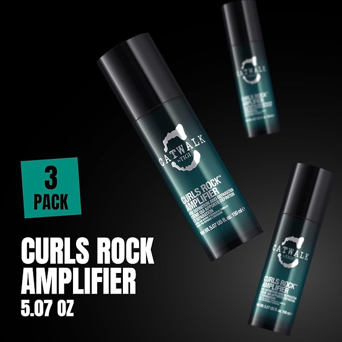TIGI by Catwalk Curls Rock Amplifier - Premium Curly Hair Cream - For Curl Hold & Frizz Protection - For Wavy & Curly Hair - Finish on Wet Hair & Air Dry - 5.07 fl oz (3 Pack)