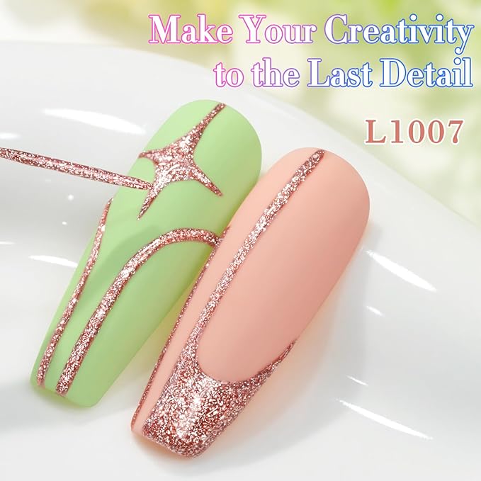 Double Rhythm 15 Ml Metallic Gel Liner Nail Art Gel Bronze Mirror Chrome Painted Drawing Stripper 3D Effect Gel Polish (Glitter Copper Gold-L1007)