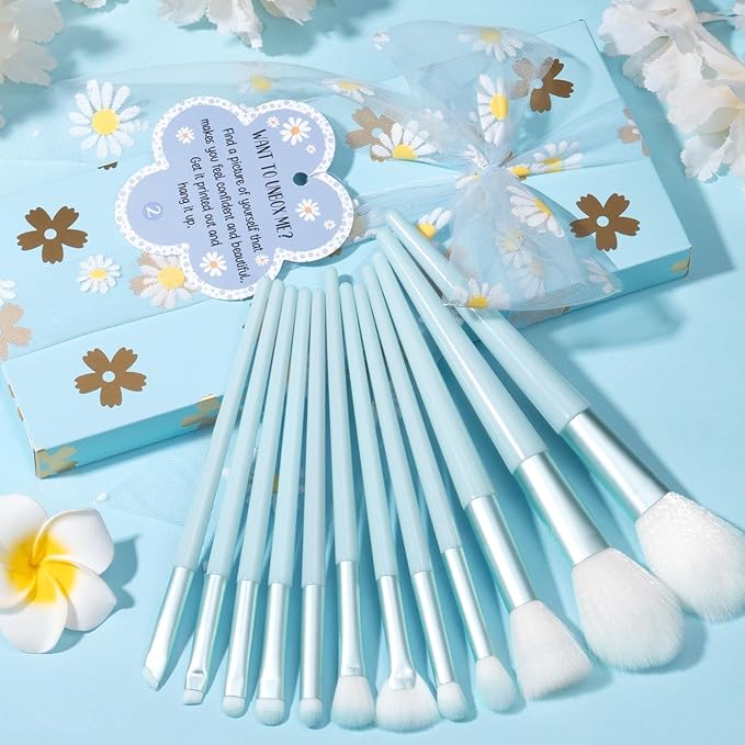 Valentines Day Gifts for Tween & Teen Girls - 8 PCS Birthday Gift Basket Teenage Girl Gifts Trendy Stuff w/ Fun Task Tags Makeup Brushes & Bag, Empower Positive Wrapped Gift Box for Daughter Niece