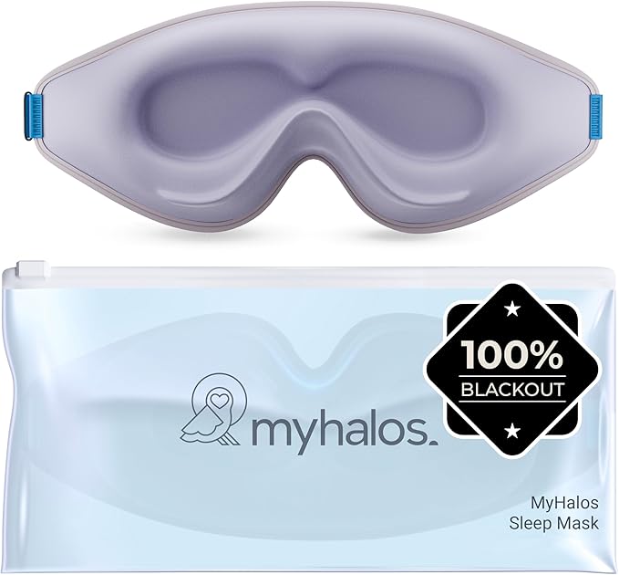 MyHalos® Sleep Mask – 3D Blackout Eye Mask for Women & Men, Side Sleepers, Zero Pressure Memory Foam Eyelash Friendly, Breathable,Award-Winning Sleep Aid for Travel (Lavender, 1 Count (Pack of 1))