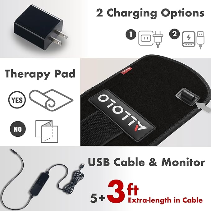 ALLOLO Red Light Therapy for Body, 3-in-1 LED Bead Red Light Therapy Belt with Timer Remote Control, 12.6"*6.3" 660nm&850nm Infrared Light Therapy for Body Back Waist Shoulder Knee Joint (Corded)