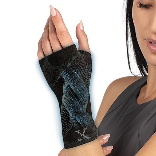 NUFABRX Medicine-Infused Pain Relieving Wrist Compression Sleeve for Men and Women with Hand and Wrist Pain, Arthritis, Tendonitis, and Carpal Tunnel - 2 Pack