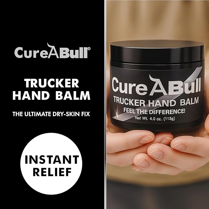 CureABull Trucker Hand Balm – Ultimate Relief for Dry, Cracked Hands – Non-Greasy Within Minutes, Long-Lasting Moisturizing Treatment – 4oz