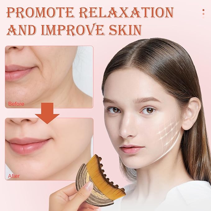 2PCS Lymphatic Contour Face Brush,3-in-1 Lymphatic Drainage Massager&Sculpting Tool,Ultra-Soft Facial Brush for Puffiness Relief & Glowing Skin,Portable Lymphatic Drainage Tool