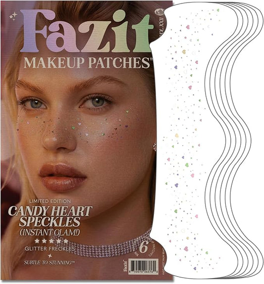 Fazit Makeup Patches - Candy Heart Speckles - Glow Up Make-Up Patches - Cute Glitter Makeup Accessories for Women - Cosmetic Glitter for Face