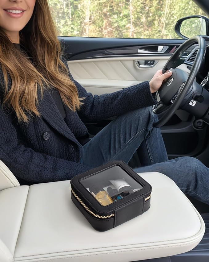 Travel Clear Makeup Bag Set, TSA Approved Cosmetic Bag Case with Zipper Portable Makeup Pouch Toiletry Bag Traveling Cosmetic Organizer Storage Bag Car Organizer Car Essentials