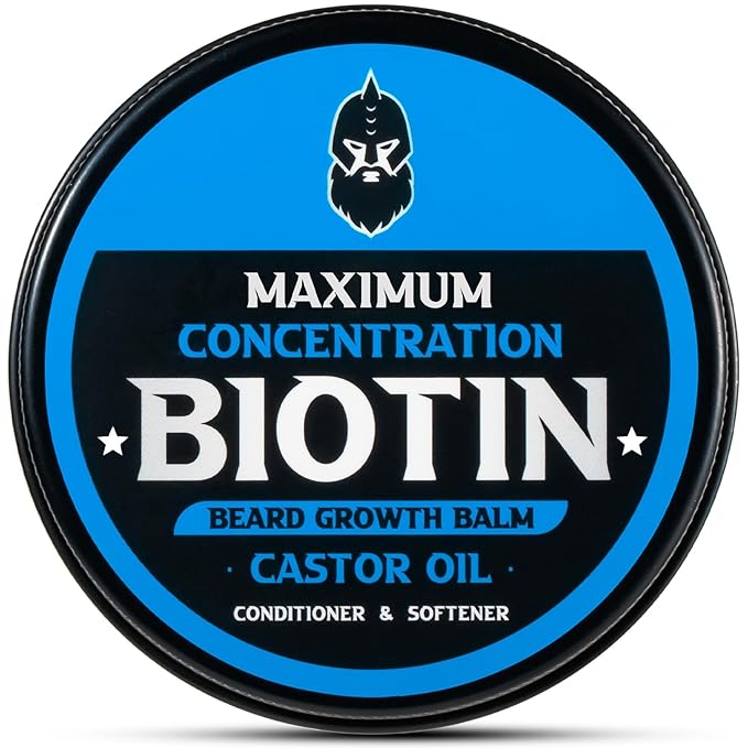 Beard Balm, Maximum Concentration Biotin, with Castor Oil and Argan & Jojoba Oils, Promotes Beard Growth, Styles, Strengthens & Softens Beards & Mustaches, 2 Ounce，Cedar