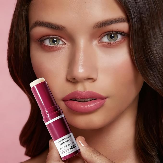 2PCS Calcium Multi Balm, Calcium Volume Multi Balm, Korean Wrinkle Core Stick,Collagen Moisturing Stick, Anti-aging, Hydrating, Firming Skin, Almond & Vitamin E for Lip Balm Eye Cream