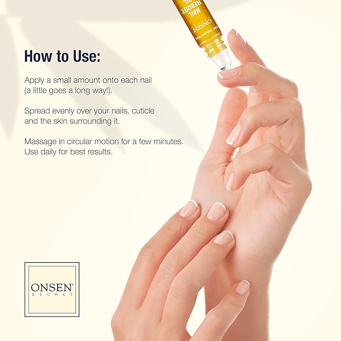 Onsen Secret Nail Care Kit - Includes Cuticle Oil 10ml, Japanese Nail Buffer and Shine Kit - Spa-Quality Manicure - Organic Ingredients - Long-Lasting Shine - Easy & Safe - 1pk