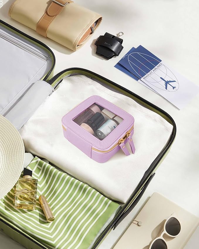 Travel Clear Makeup Bag Set, TSA Approved Cosmetic Bag Case with Zipper Portable Makeup Pouch Toiletry Bag Traveling Cosmetic Organizer Storage Bag Car Organizer Car Essentials