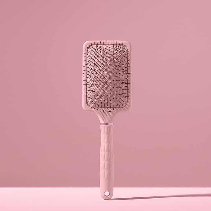 L'ANGE HAIR Detangling Paddle Brush | Gentle Nylon Bristles for Wet & Dry Hair | Smooth Detangling & Scalp Massage | Lightweight, Non-Slip Handle | Works for All Hair Types (Blush)