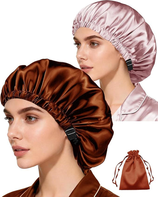 3Pcs Hair Bonnets For Sleeping Satin Bonnet For Women Silk Bonnets Womens Curly Hair Sleep Caps Silky Night Cap
