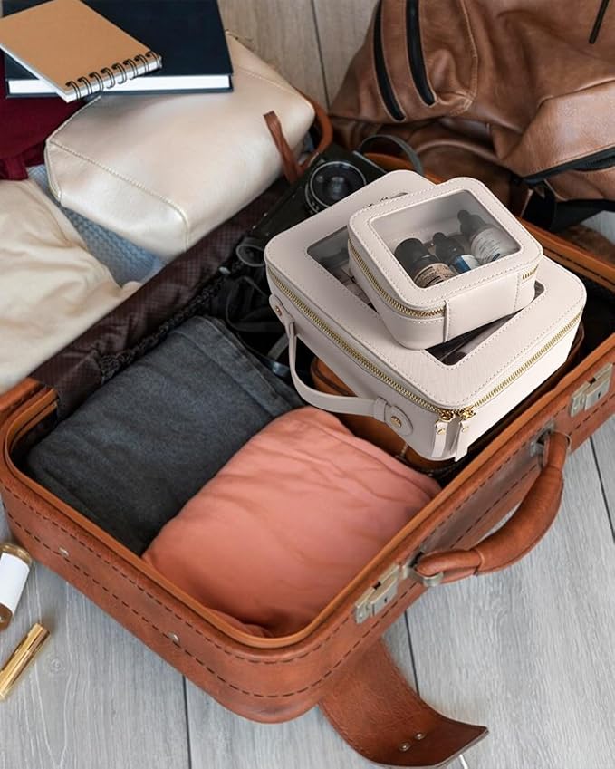 Travel Clear Makeup Bag Set, TSA Approved Cosmetic Bag Case with Zipper Portable Makeup Pouch Toiletry Bag Traveling Cosmetic Organizer Storage Bag Car Organizer Car Essentials