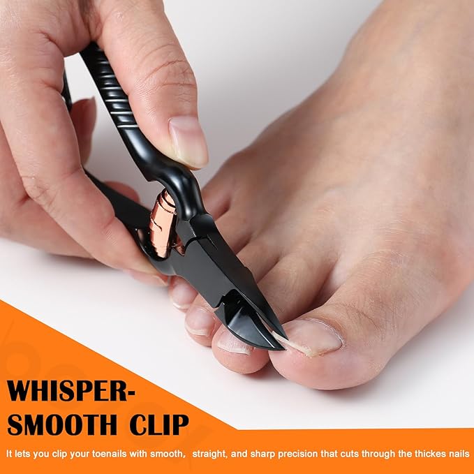 BEZOX Podiatrist Toenail Clippers, Heavy Duty Ingrown Nail Clippers for Thick Nails, Surgical Grade Stainless Steel Pordiatry Ingrwon Toenail Tools - Black
