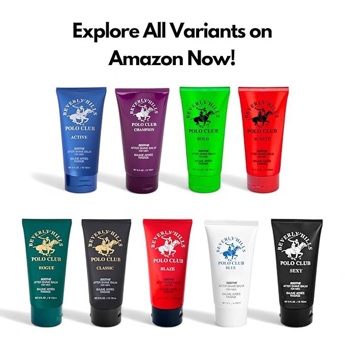 Beverly Hills Polo Club BHPC Active/Sport After Shave Balm for Men - Soothing Post-Shave Comfort with Luxury Lavender & Citrus Scent - 5oz Hydrating Lotion