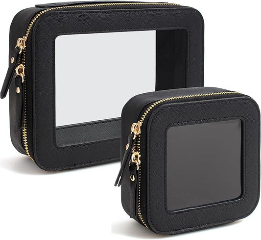 Travel Clear Makeup Bag Set, TSA Approved Cosmetic Bag Case with Zipper Portable Makeup Pouch Toiletry Bag Traveling Cosmetic Organizer Storage Bag Car Organizer Car Essentials