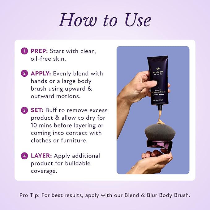 Westmore Beauty Body Coverage Perfector – Waterproof Leg & Body Makeup/Bronzer For Women - Best Tattoo Cover Up Makeup & Tattoo Concealer - 3.5 Oz Light Radiance