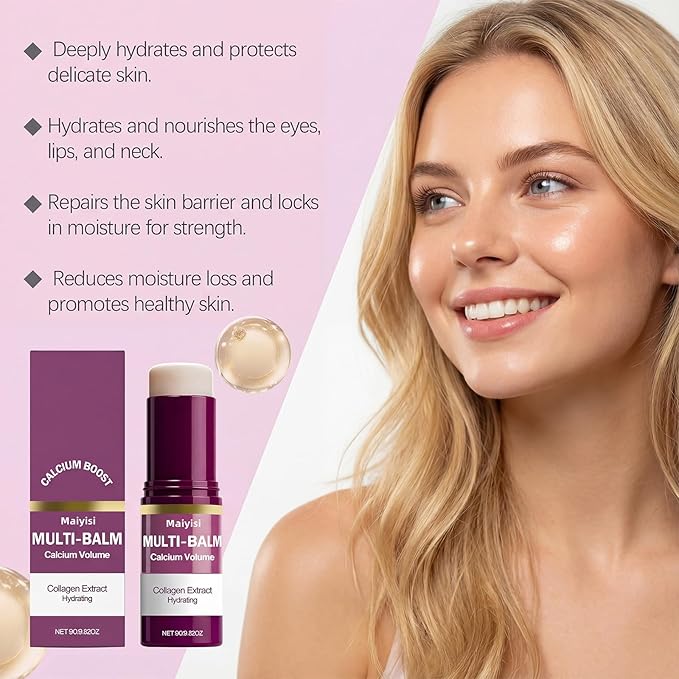 Maiyisi Calcium Volume Multi Balm Stick - Anti-Wrinkle & Hydrating Collagen Treatment for Face, Eyes,Lips & Neck, Firming,Smoothing & Nourishing Balm(B1)
