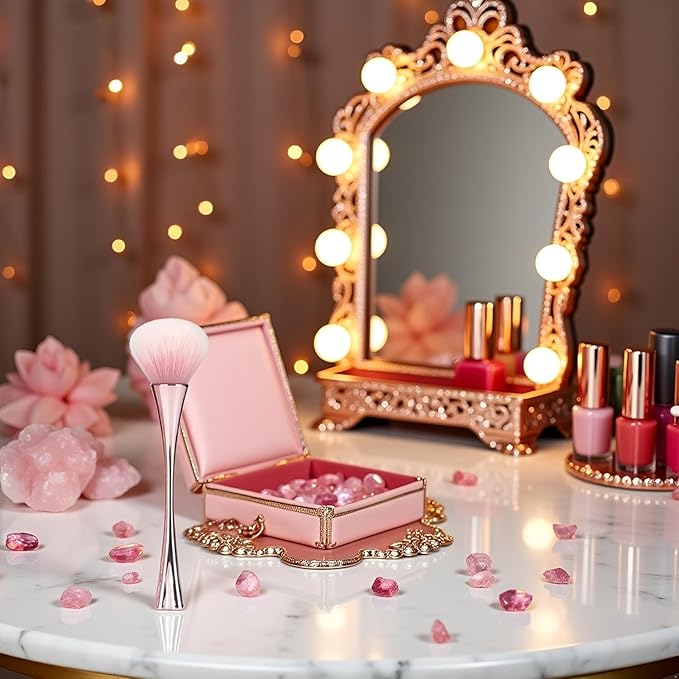 Rose Gold Nail Art Dust Powder Remover Brush, Nail Art Dust Cleaner Brush, Soft Cleaner Brush for Makeup, Nail Dust Brush for Acrylic Nails Manicure Brush for Women Birthday Gifts, Nail Dust Brush