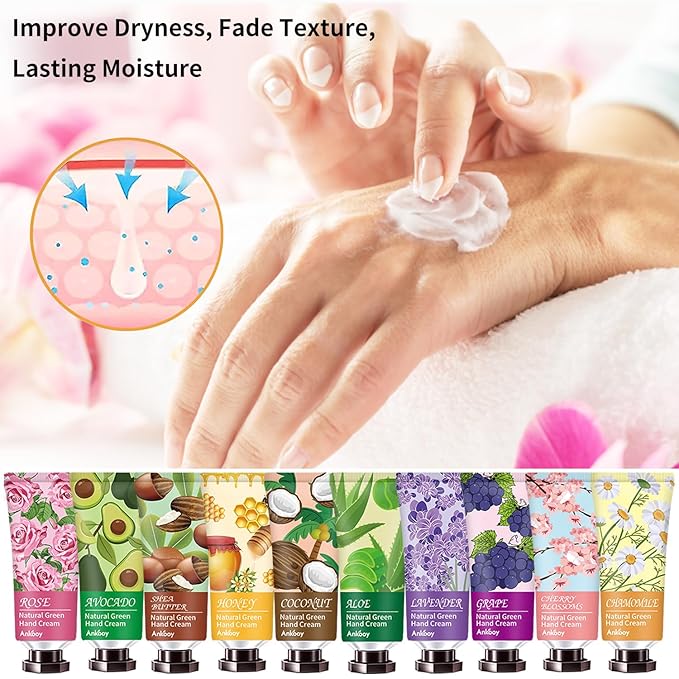 12 Pack Hand Cream for Dry Cracked Hands,Valentines Day Gifts for Her,Galentines Gifts for Women, Natural Hand Lotion Travel Size,Mini Lotion Gifts for Teacher