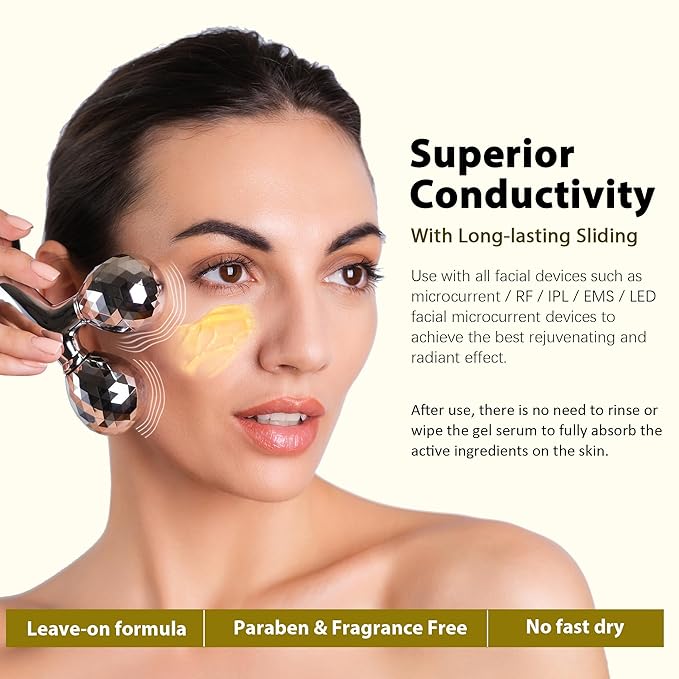 500ML Conductive Gel, Deep Nourishing Facial Leave-On Gel Primer for Microcurrent Devices, Hydrating Rejuvenating Radiance Serum, Niacinamide, Peptide & 9 Botanical Extracts, Paraben & Fragrance Free