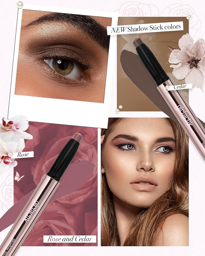 Girlactik Creamy Eyeshadow Stick- Long Lasting and Water-Resistant, Shimmering and Matte Colors Eye Shadow Stick Makeup, Sharpener Included - 2 g / .07 oz (Rose)