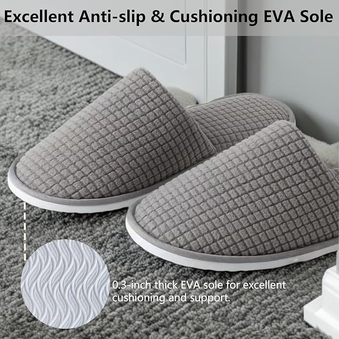 DECOUE 6 Pairs Disposable Slippers for Guest, Non Slip Spa Slides Washable Reusable House Shoes Hotel Indoor Slippers for Women Men, Home,Travel
