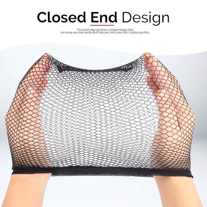 Fandamei Wig Cap, 4PCS Black Mesh Wig Cap Net, Closed End Hair Mesh Net Wig Caps, Liner Weaving Caps for Women, Men, Kids