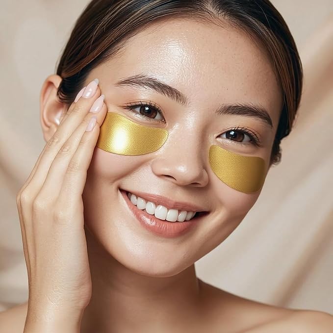 Gold Eye Patches, 24 Pairs Collagen-Infused Gel Masks to Brighten, Smooth, and Hydrate Under Eyes, Relaxing Beauty Treatment