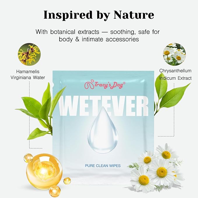 Tracy’s Dog Feminine Wipes, pH-Balanced Natural Intimate Wet Wipes for Women & Couples — Individually Wrapped Travel Packs, 20 Count