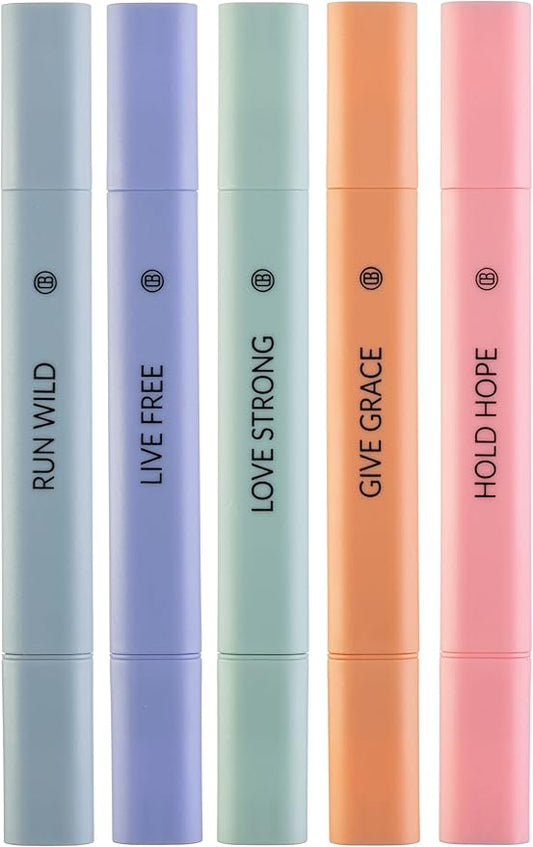 DIVERSEBEE Bible Highlighters Assorted Colors, 5 Pack No Bleed Dual Tip Aesthetic Pastel Highlighter Pens for Journaling, Note Taking, School, Bible Study Supplies and Accessories (Dawn)
