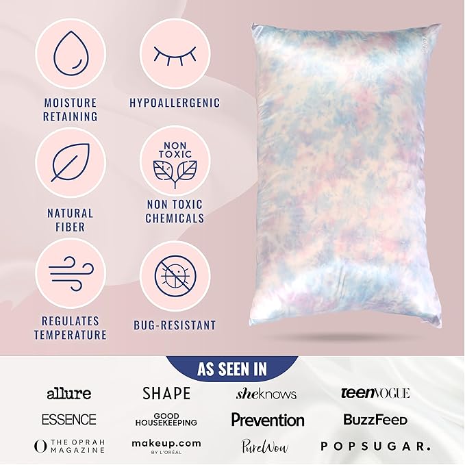 Blissy Silk Pillowcase - 100% Pure Mulberry Silk - 22 Momme 6A High-Grade Fibers - Silk Pillow Cover for Hair & Skin - Regular, Queen & King (Tie Dye, Standard)