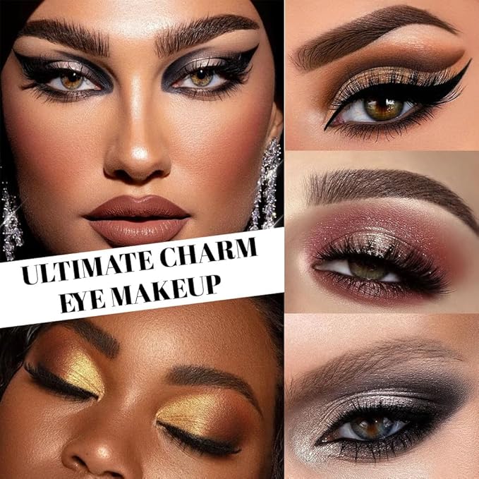 evpct 12 Colors Matte Shimmer Pressed Eye Shadow Palette Makeup for Women, Beige Light Neutral Nude Brown Cocoa Taupe Black Smoky, Silver Bronze Gold Rose Champagne Shimmer, Eyeshadow Contour Palette