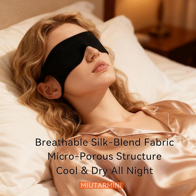 Ultra-Thin Sleep Mask for Travel & Outdoor, 0.3mm & 5g, Breathable Total Blackout Eye Mask, 99.7% Sun Blockout with Portable Leather-Feel Pouch for Beach, Camping, Flights & Office Nap